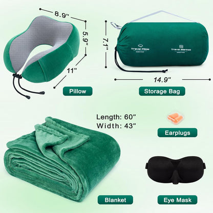 urnexttour Travel Pillow and Blanket Set Neck Pillow Airplane Foam Black