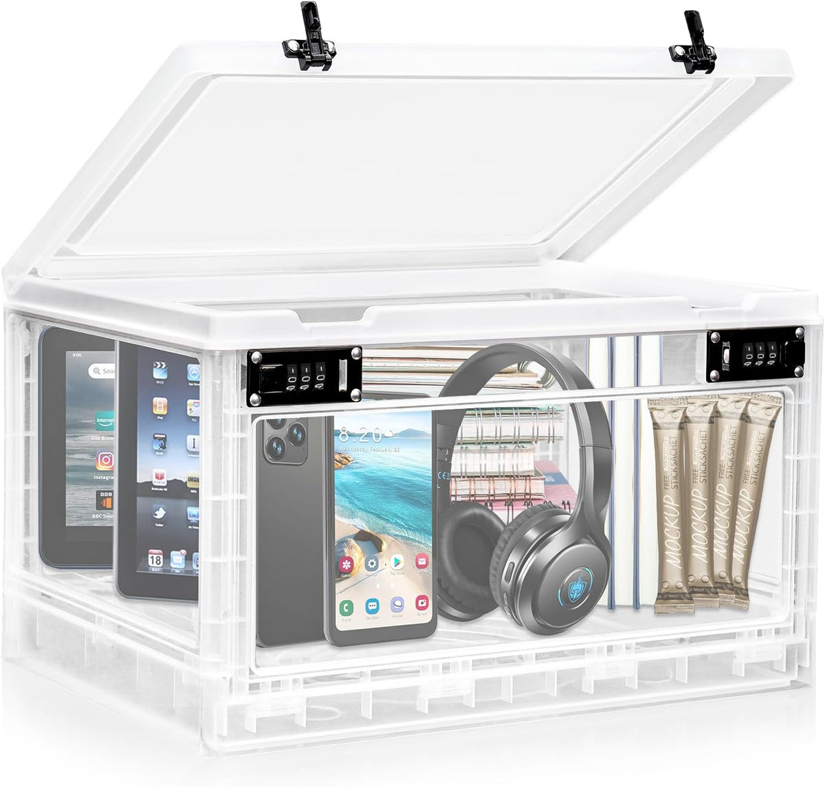 Lalifebuss Large Lock Box for Personal Items, 24 Litre Combination Lockable Storage Box for Office Locker/School/Medicine/Snacks/Phone Jail/Electronic/Home