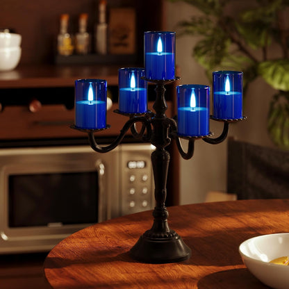 VIODAIM 12Pack Flickering Flameless LED Candles with Timer, Battery Powered - Small Pillar & Votive, Clear (2"X3")
