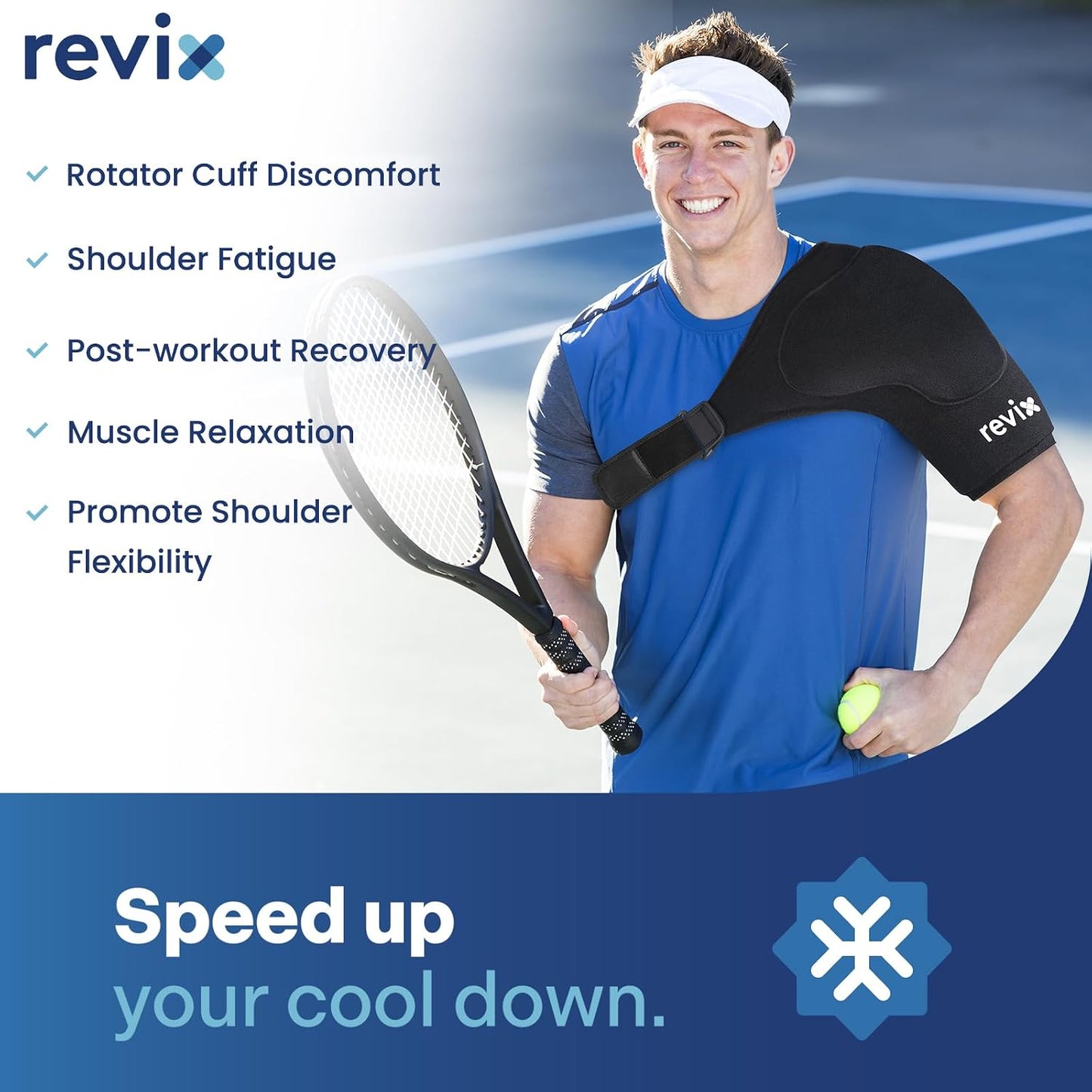 REVIX Shoulder Ice Pack Wrap for Rotator Cuff Cold Therapy, Premium Solid Gel Ice Pack for Shoulder with Soft Lycra, Reusable Shoulder Brace Ice Sleeve for Men Women Post-Workout Recovery & Discomfort