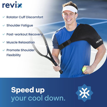 REVIX Shoulder Ice Pack Wrap for Rotator Cuff Cold Therapy, Premium Solid Gel Ice Pack for Shoulder with Soft Lycra, Reusable Shoulder Brace Ice Sleeve for Men Women Post-Workout Recovery & Discomfort