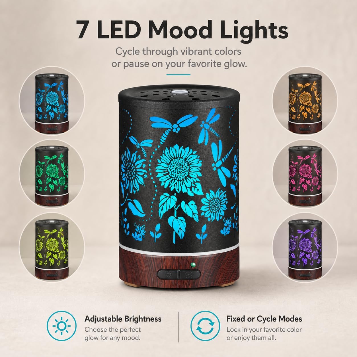 Essential Oil Diffuser, Ultrasonic Diffuser for Essential Oil, Cool Mist Humidifier Aromatherapy Diffuser with 7 Color Lighting Changing Modes, Waterless Auto Shut-Off for Home（Flower Fairy）