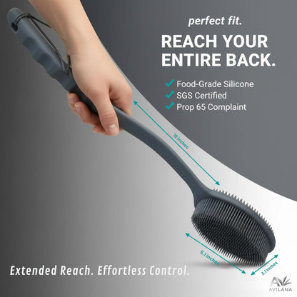 Avilana Premium Silicone Body Scrubber - Trusted Since 2017 - SGS Certified Food Grade Dual Sided Bath Brush, Quick-Dry Exfoliating Loofah Alternative, Massage Brush Sensitive Skin Women Men