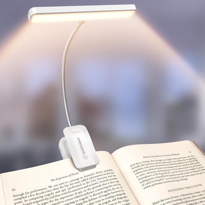 Glocusent 630nm Red Light Reading Light, 26 LEDs Zero Blue Light, 1600K Amber Book Light with 3 Modes & 5 Brightness Dimmable, 120H Runtime, Eye-Care Clip on Light for Book Lovers and Kids