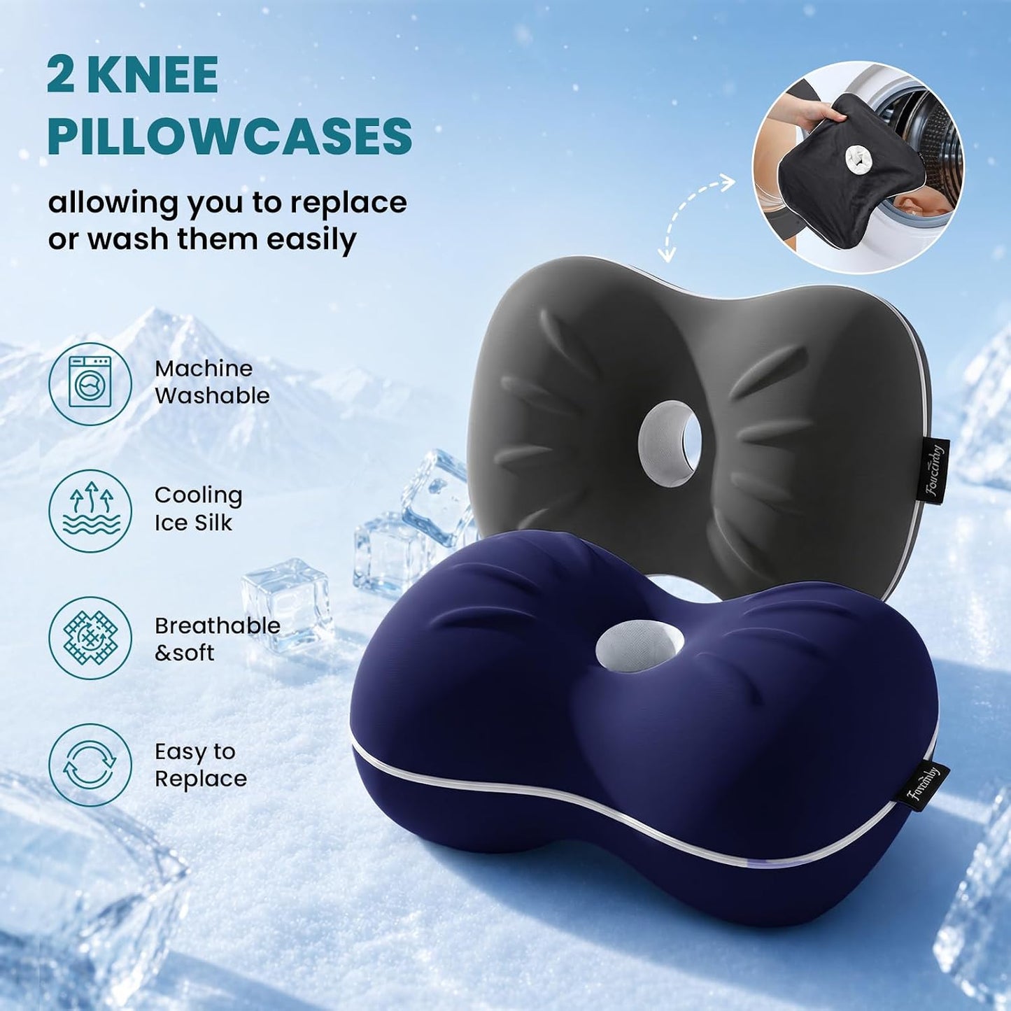 Knee Pillow for Side Sleepers - Smooth Spine Alignment Pillow, Memory Foam Knee Pillows for Back Hip Pain, Spine Aligning, Sciatica, Surgery Recovery, Pregnancy