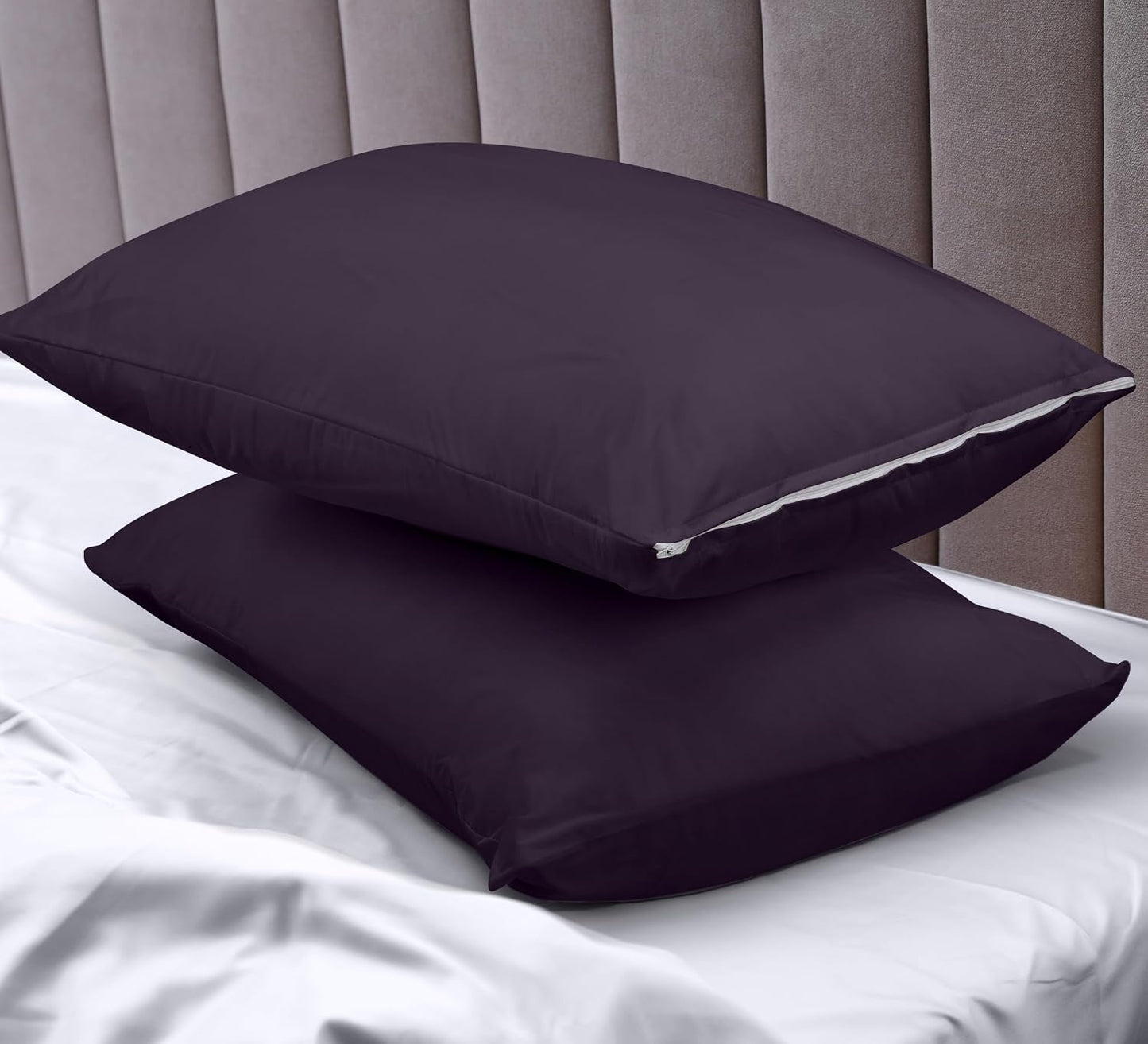 Utopia Bedding Premium 100% Waterproof Pillow Protectors with Zipper Standard Size (Set of 4), Bed Bug and Dust Mite Proof Zippered Pillow Covers, Pillow Encasement Cases, Gray