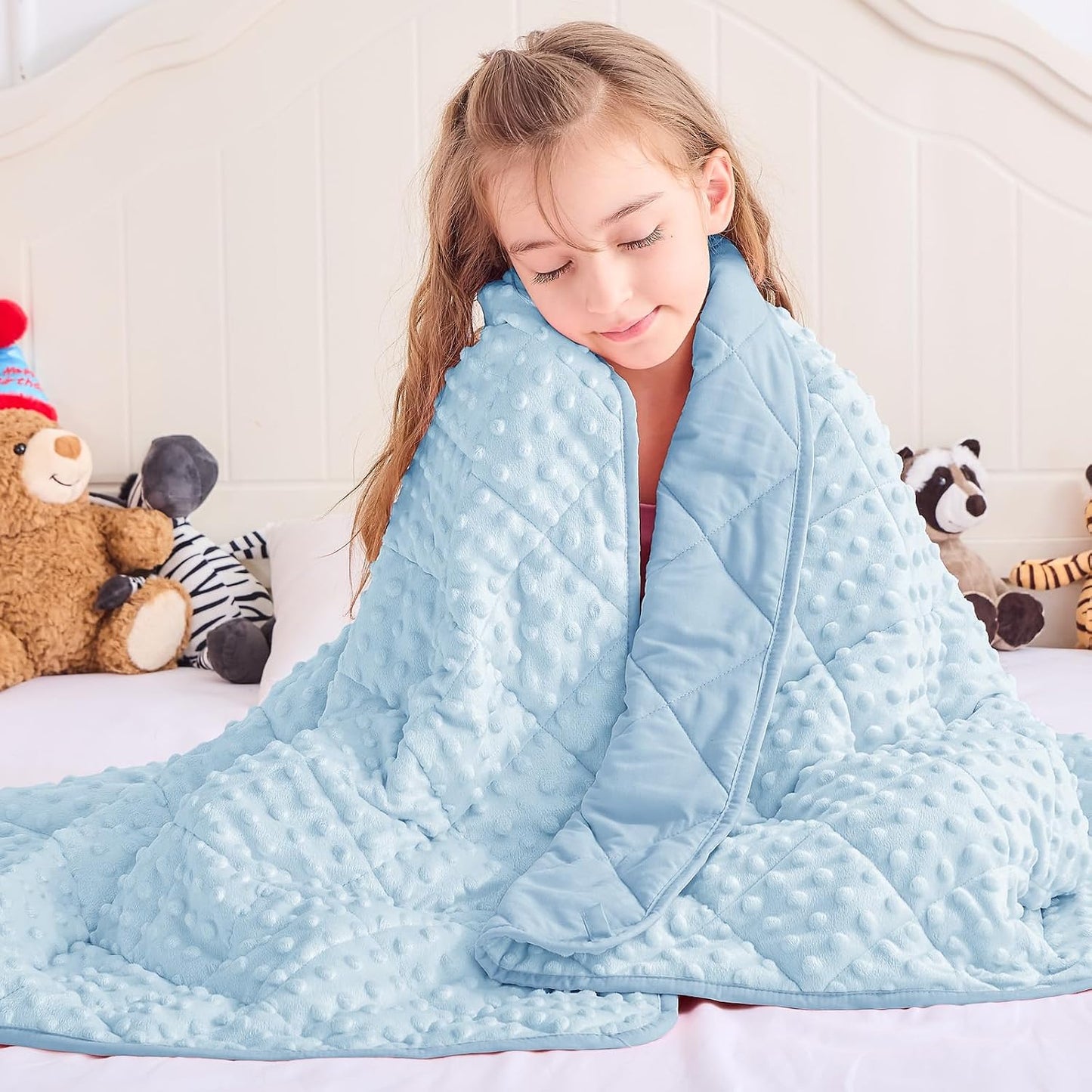yescool Weighted Lap Pad 2 lb Blue Small Lap Blanket, Weighted Lap Blanket Cooling Heating Weighted Throw Blankets, Minky Blankets Gifts for Travel Outdoor Indoor, 20 * 30in