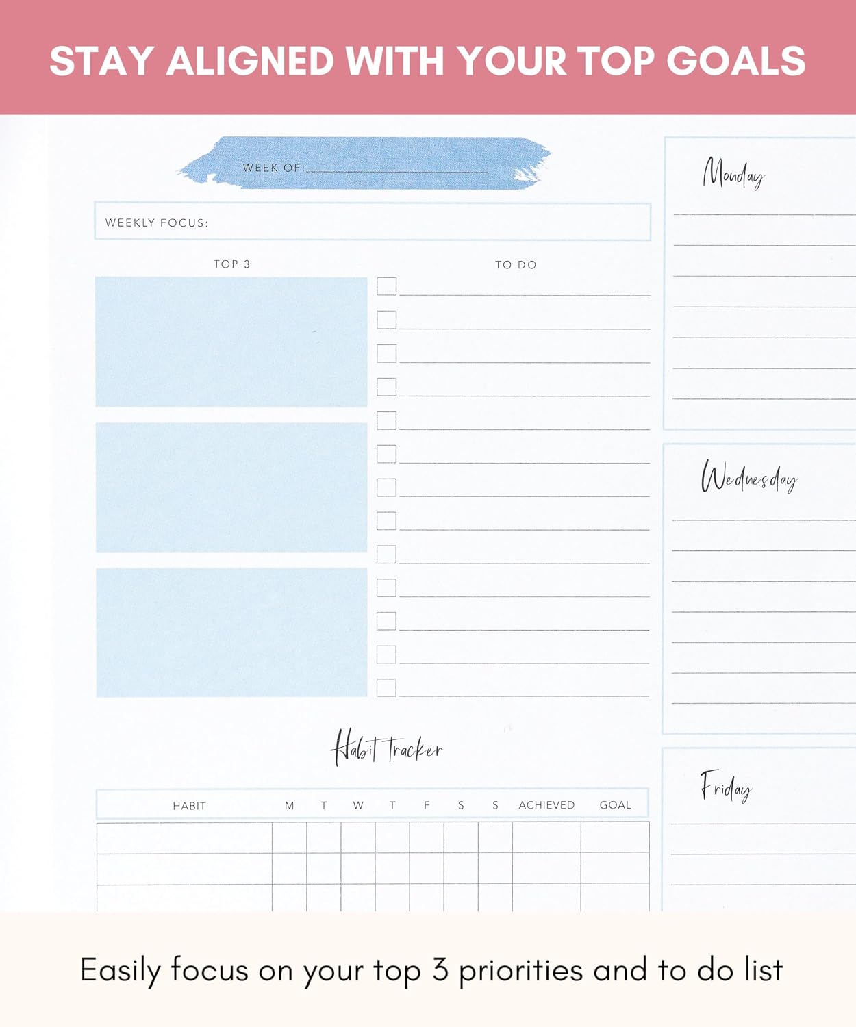 Lamare Weekly Planner Notepad – Premium Undated Weekly To Do List Notepad