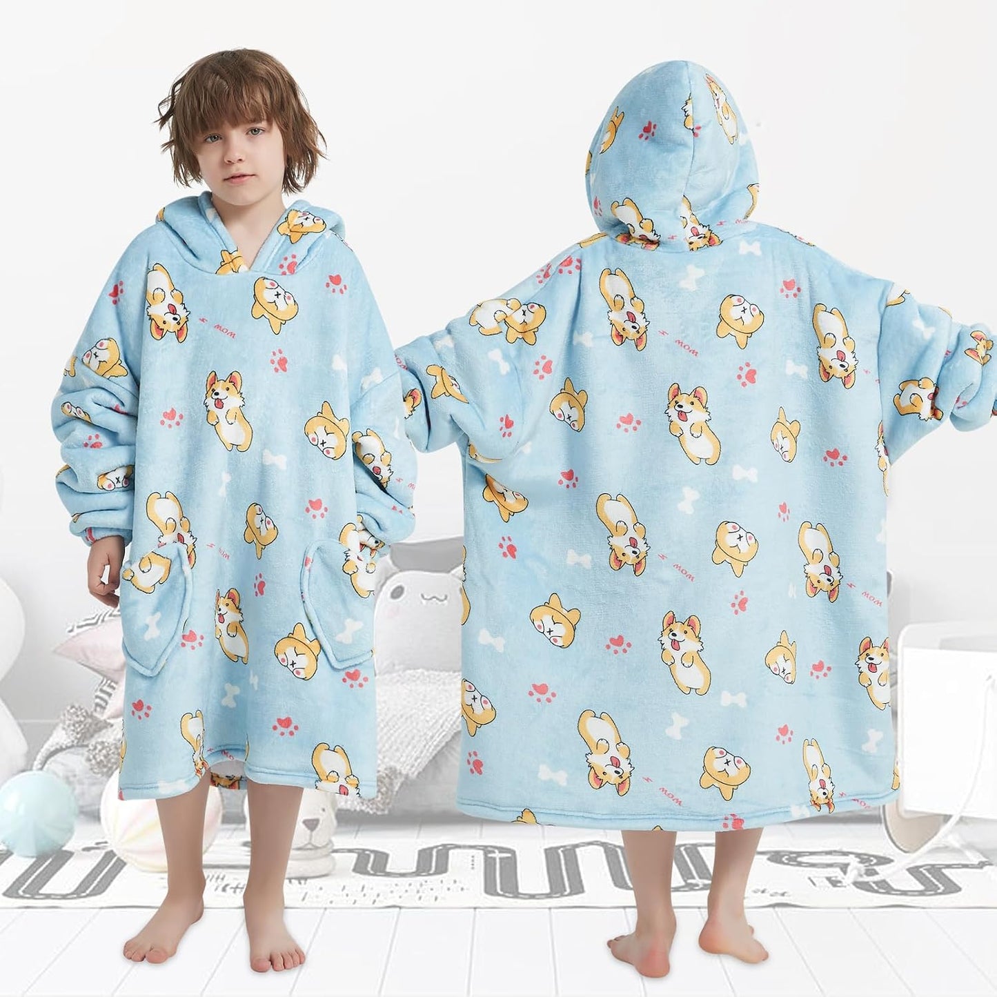 Fiosnow Glow in the Dark Unicorn Blanket Hoodies for Kids 6-13YR Oversize Wearable Blanket Hoodies for Boys Girls Teens