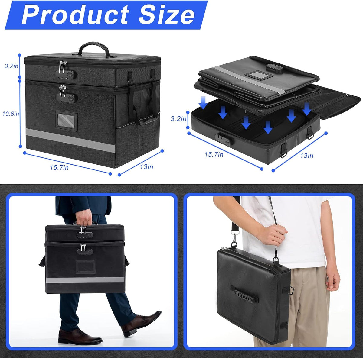 EXLIFBAG Fireproof File Organizer with Lock, 1 Layer
