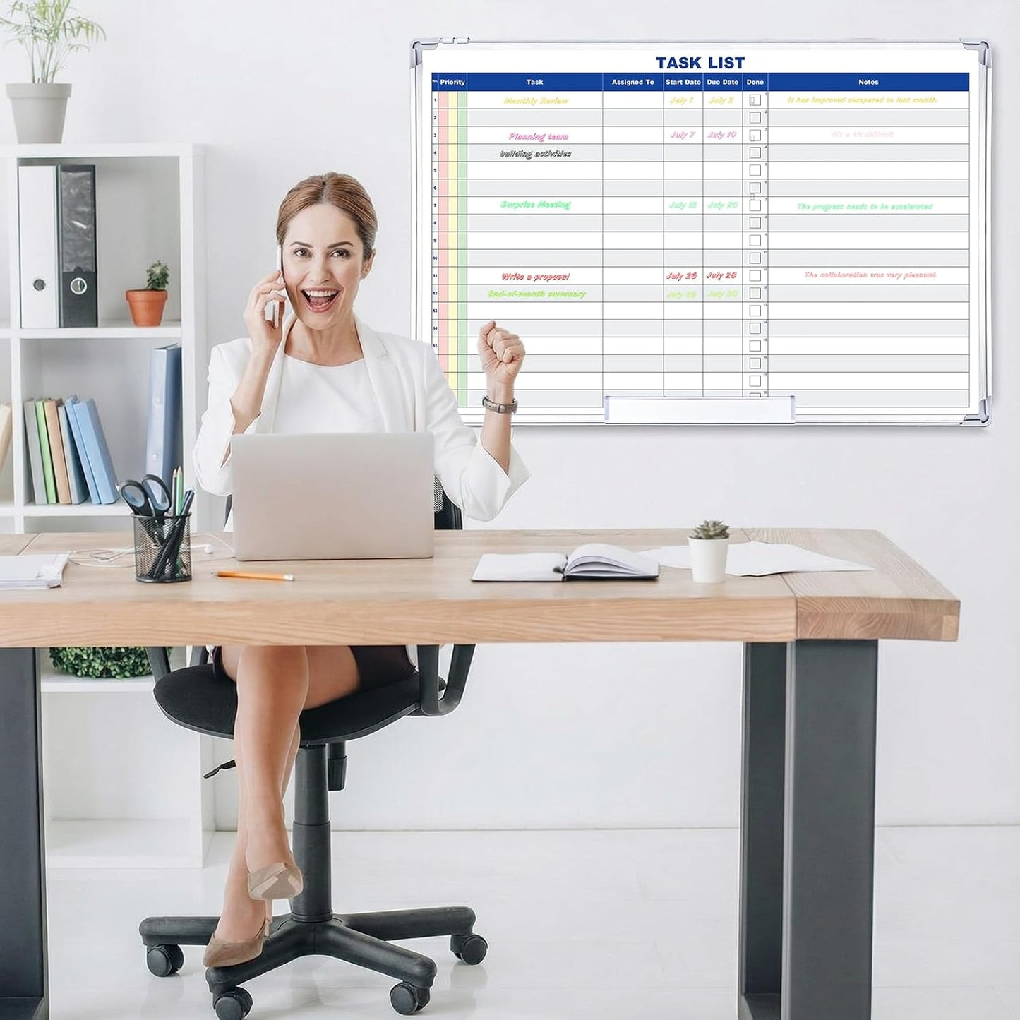 Lincia Double Sided Magnetic Maintenance Task Whiteboard Large Dry Erase 36 x 24 Inch Erasable Task Planner White Board for Wall Employee Assignment Tracker for Office Managing and Tracking Tasks