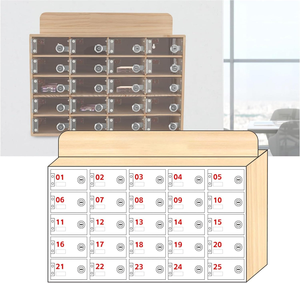 Wooden Phone Charging Stat for Classroom Wall Mounted nizer with 25 Slots Portable le Phone Holder Ideal for School Use and Office Sto.