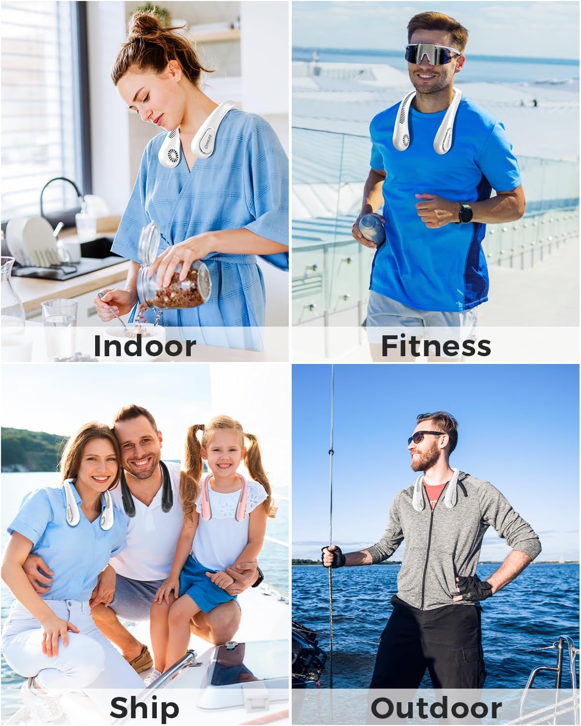 Portable Bladeless Neck Fan, Birthday Gift for Men Women Friends Family, Christmas Gift for Dad Mom Teacher Coworker, Wearable Cooling Fan Rechargeable for Camping Travel Beach Golf Cruise Essentials