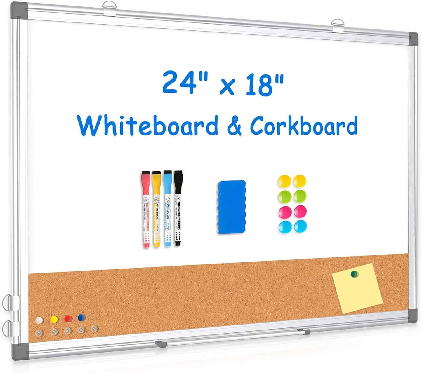 Weekly Dry Erase Calendar Whiteboard for Wall, 24" x 18" Cork Week Planner