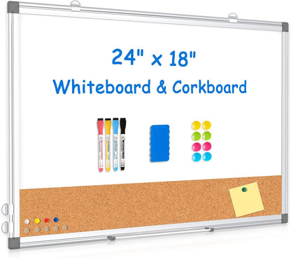 Weekly Dry Erase Calendar Whiteboard for Wall, 24" x 18" Cork Week Planner