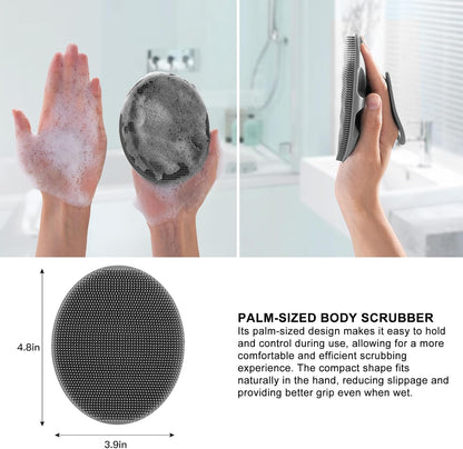 INNERNEED Soft Silicone Body Cleansing Brush Shower Scrubber, Gentle Exfoliating and Massage for All Kinds of Skin (Dark Green)