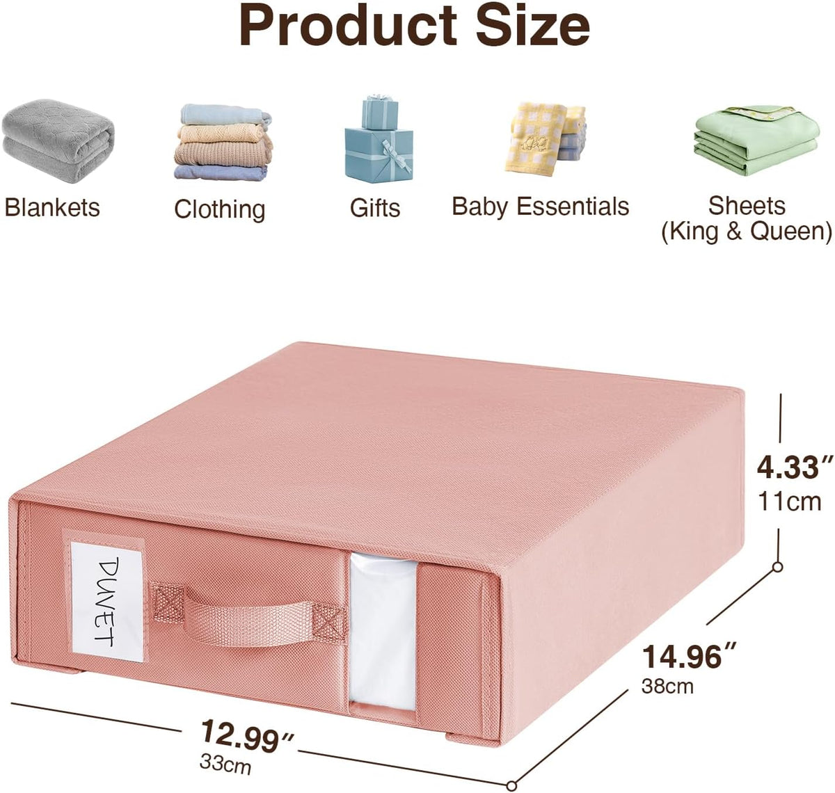 DIMJ Bed Sheet Organizers and Storage - Foldable Sheet Holder, Linen Closet Organizer Box for Sheets Set, Bedding, Blankets, Towel (King & Queen Size), Grey