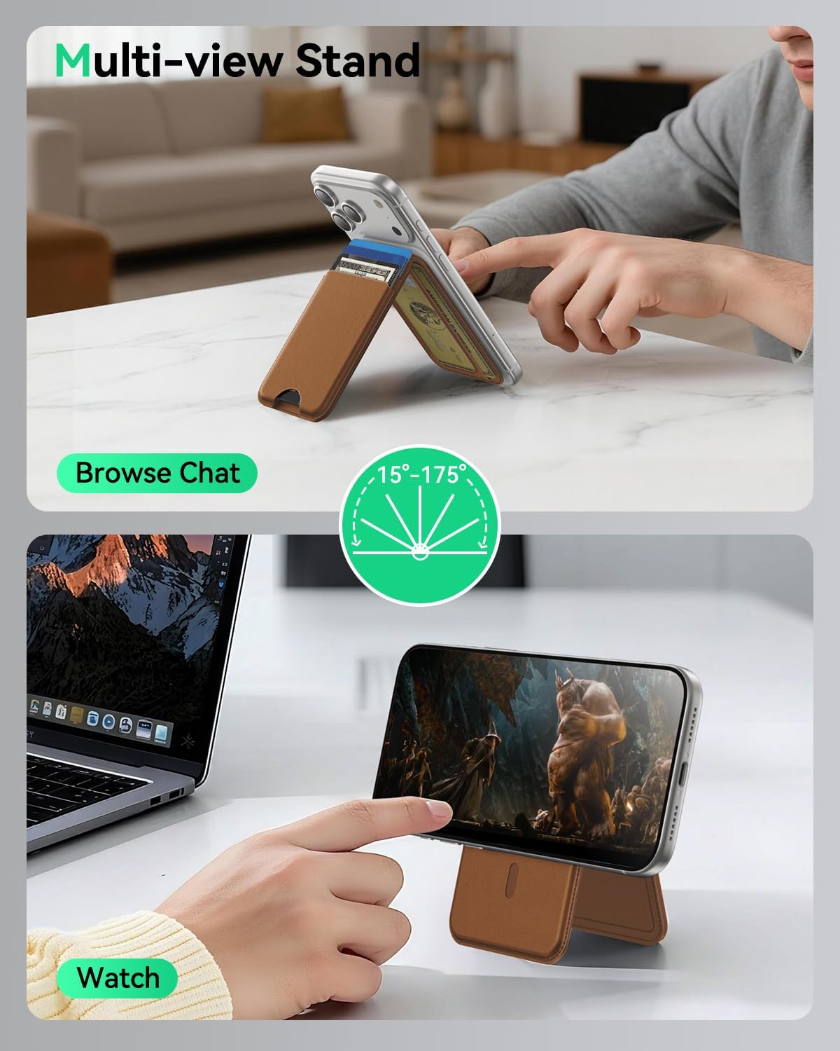 TWZKG for MagSafe Wallet, Works with Apple Find My,5 Card Holder with Stand