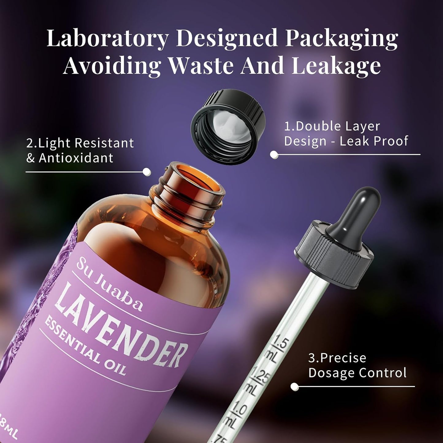 SU JUABA Lavender Essential Oil for Aromatherapy, Sleep & Relaxation | Calming Scent for Diffusion & Skin Care, Ideal for DIY Candles Soap & Fabric Softening - 118mL / 4 fl oz