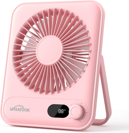WHATOOK Small Desk Fan Personal Fans: 5000mah 25 Hours Battery Office Quiet Mini Desktop Fan Portable Rechargeable Travel Essentials (Purple, 2000 mAh)