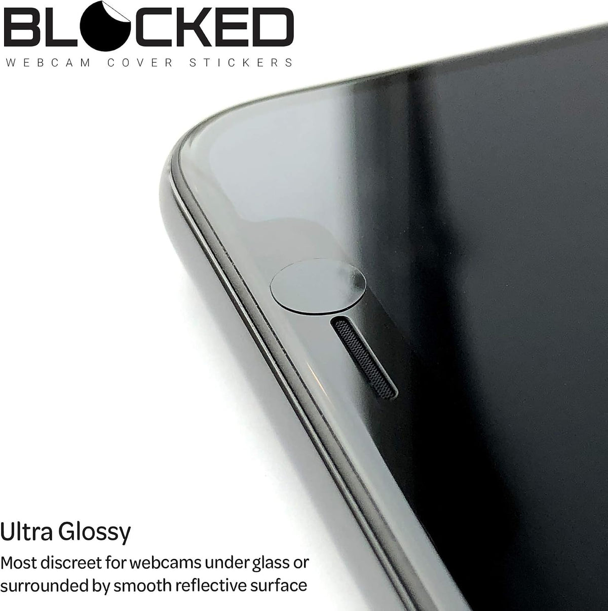 Blocked Original Vinyl Webcam Cover Stickers | Restickable & Stackable Privacy Covers | for All Camera-endable Devices | 3-Sizes | 57 Black Tabbed (Muted Matte)