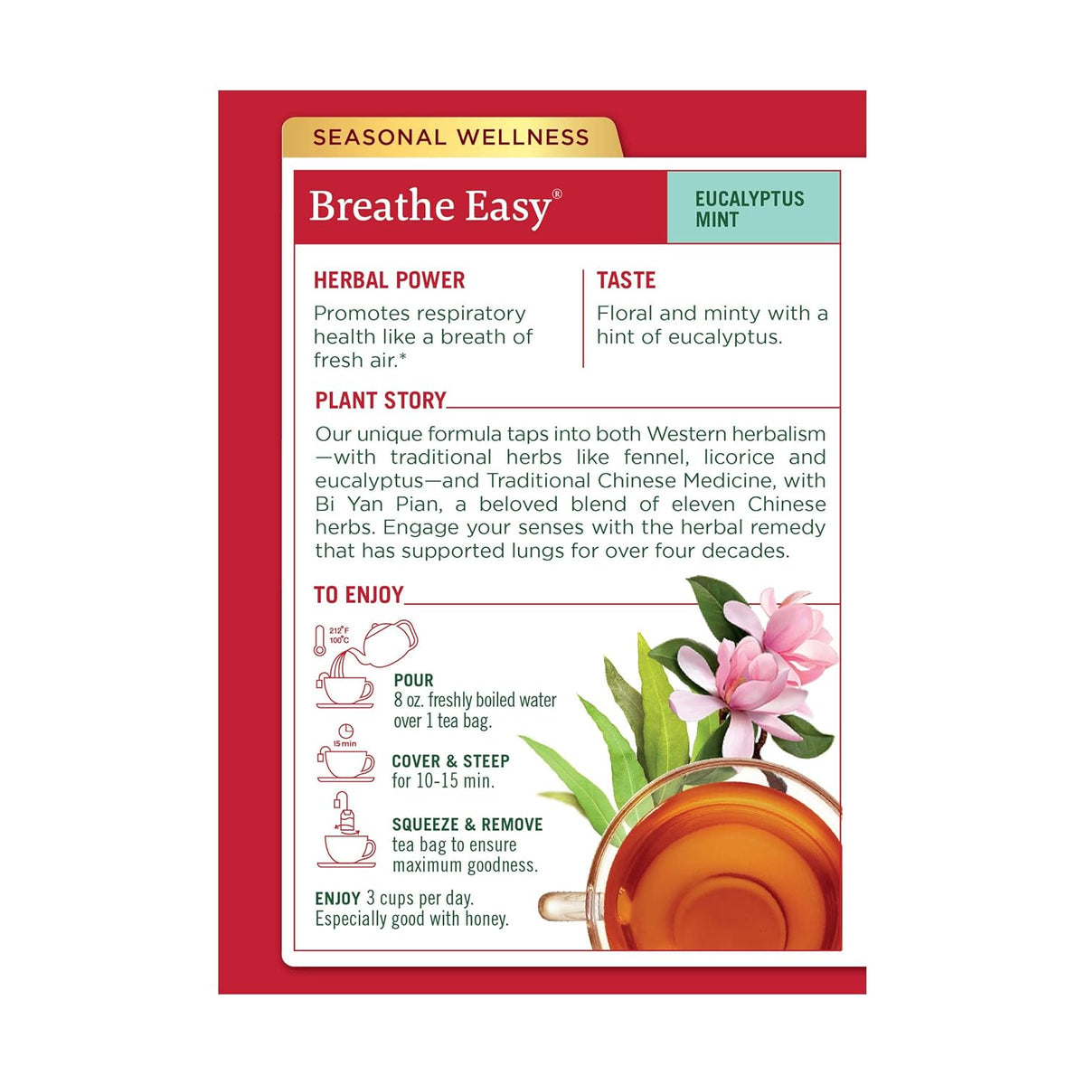 Traditional Medicinals Breathe Easy Eucalyptus Mint, 16 Tea Bags