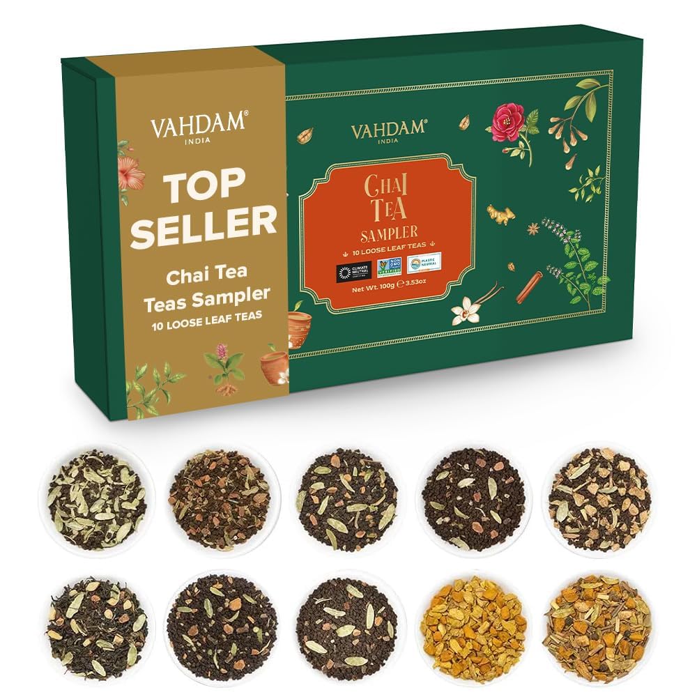 VAHDAM, Assorted Black Tea Loose Leaf Tea Gift Set (10 Flavors) Gift Ideas for Women & Men | Directly Sourced From Assam and Darjeeling | Resealable Ziplock Pouch
