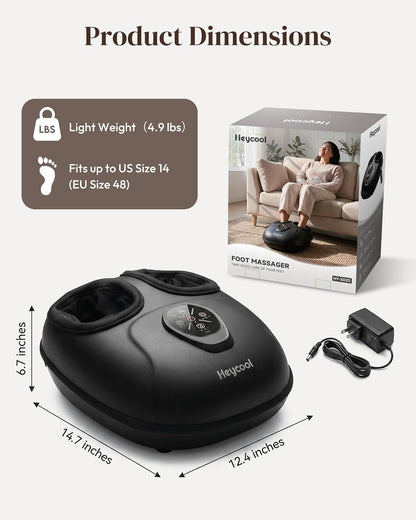 Heycool Shiatsu Foot Massager with Heat FSA Eligible HSA, Gift Men Women | [2026 Upgraded] Compression, Vibration, Deep Kneading Massager for Plantar Fasciitis, Neuropathy, Remote Control