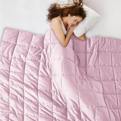 L'AGRATY Weighted Lap Pad 7lb: Small Weighted Blanket for Adults - Cooling Portable Travel Blanket for Relaxation Sleeping - Washable All-Season (29" x 24")
