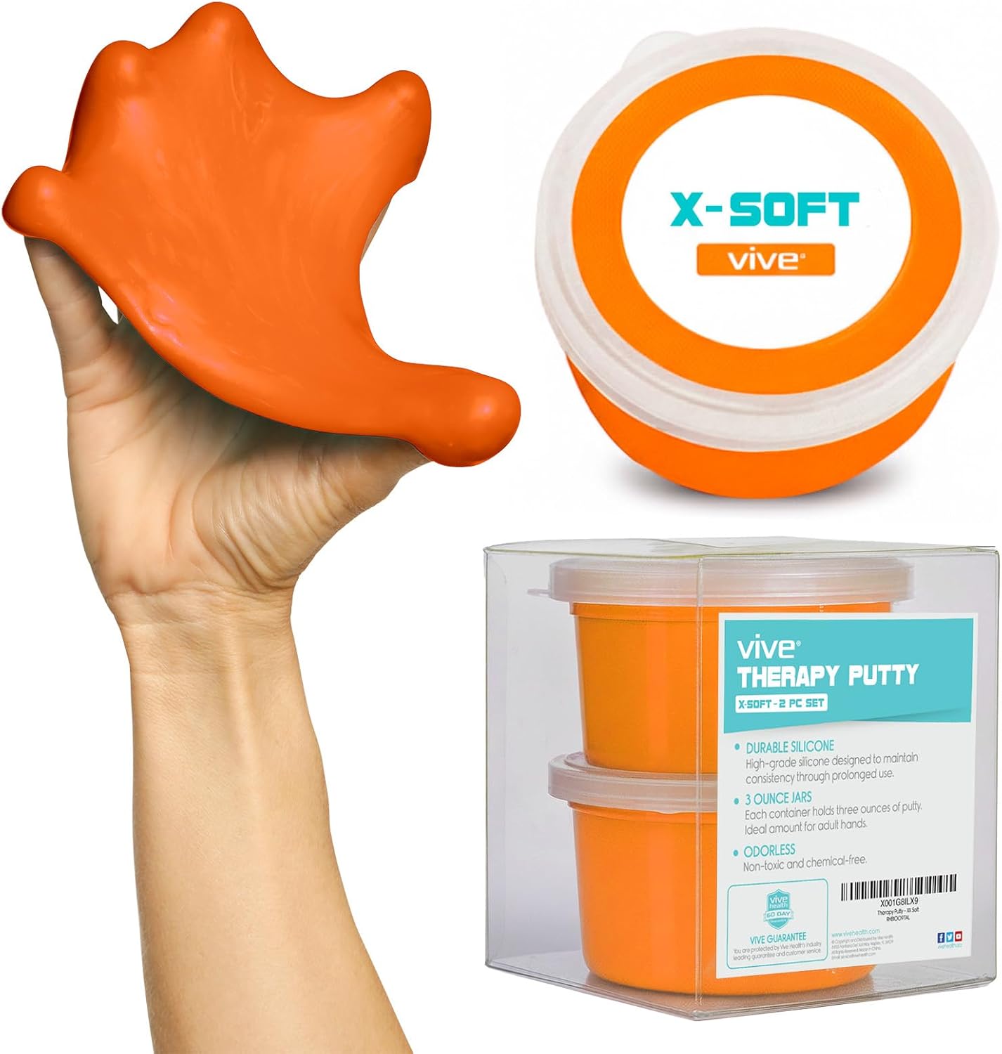 Vive Therapy Putty for Adults, for Hand (2 Pack) - Occupational Sensory Stress Relief Tools - for Physical Exercise, Finger Pain, Grip Strength, Rehab, Arthritis, Forearms, Fidgeting, Motor Skills