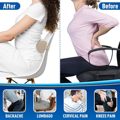 CushZone Lumbar Roll Support Pillow for Office Chair, Car, Gaming Chair, Memory Foam Back Cushion with Washable Cover for Relieving Back Pain & Improving Posture,Black
