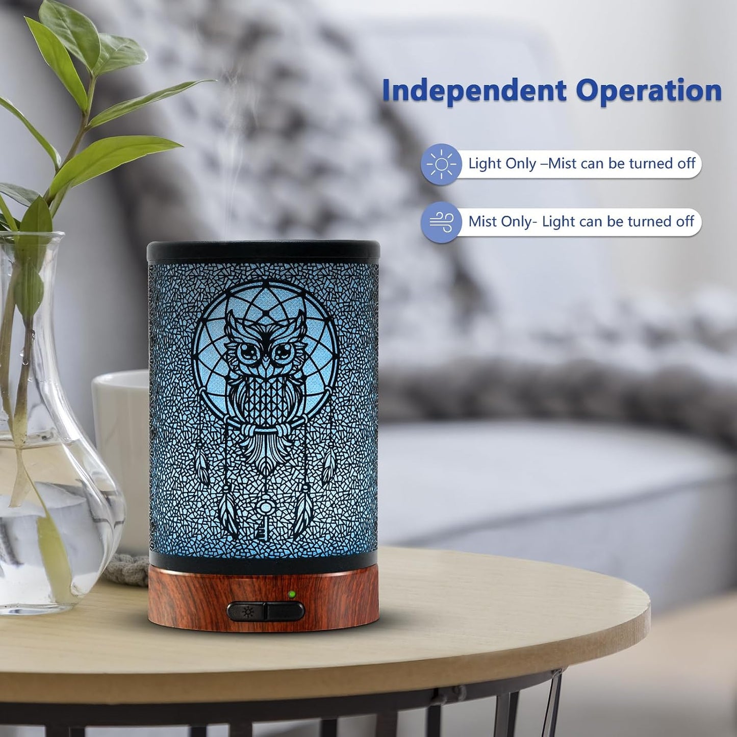EQUSUPRO Essential Oil Diffuser 300ml Metal Electric Ultrasonic Diffuser for Large Room with Auto Shut-Off, 4 Timer Setting &7 Colors Night Light for Home