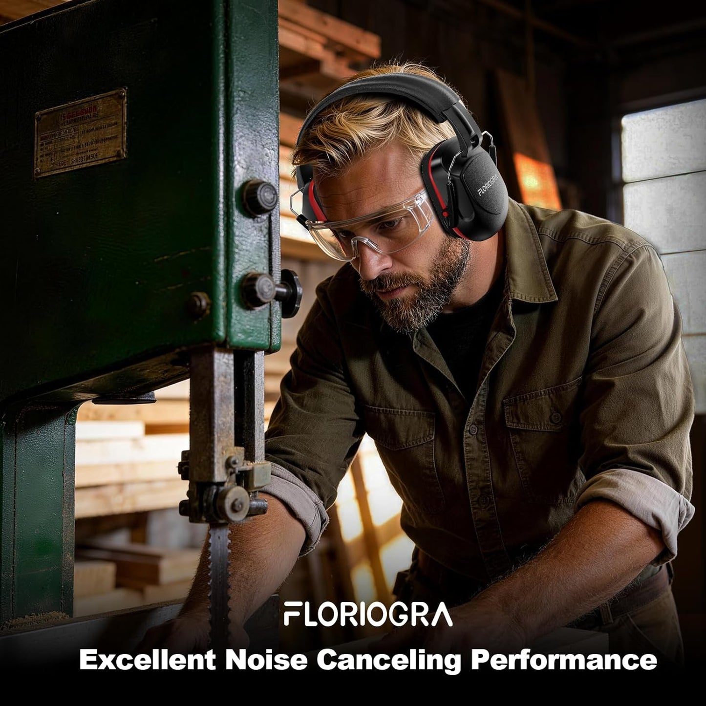Floriogra Noise Reduction Ear Muffs, NRR 34dB Ear Protection, Hearing Protection Noise Cancelling Headphones for Adults Kids Autism, Shooting Ear Protection for Gun Range, Mowing, Construction