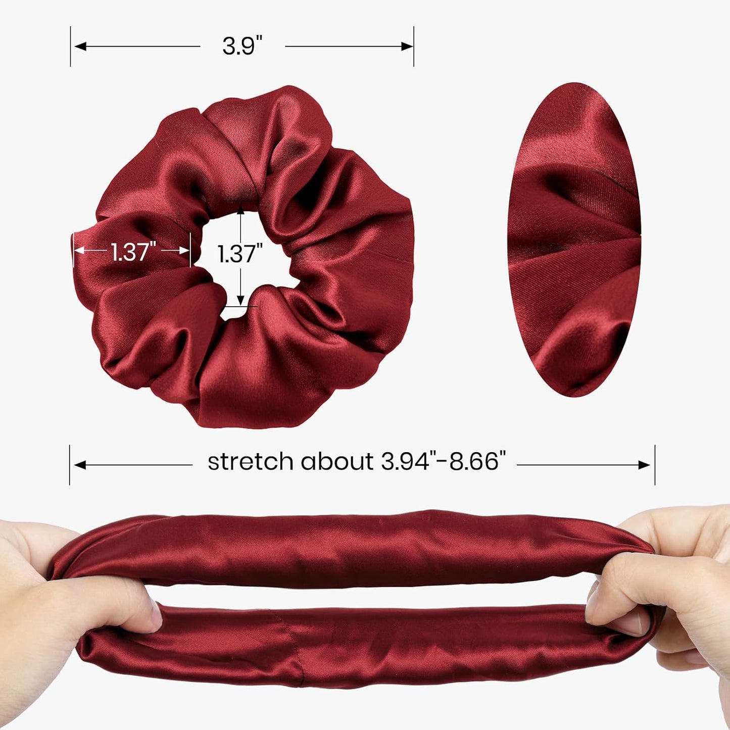 LILYSILK Silk Hair Scrunchies / Ties for Frizz & Breakage Prevention, 100% Mulberry, No Damage, Elastic ponytail Holders, 1Pc, Coffee - Colors B