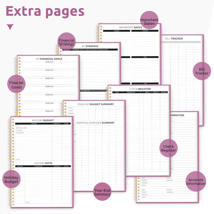 Budget Planner - Monthly Budget Book with Expense Tracker Notebook, Undated Bill Organizer & Finance Planner to Take Control of Your Money, Account Book to Manage Your Finances-Pink