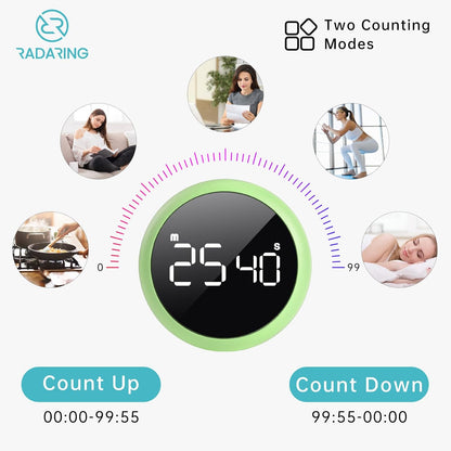 Amber Quick Que Kitchen Timers, Visual timers Large LED Display Magnetic Countdown Countup Timer for Classroom Cooking Fitness Baking Studying Teaching, Easy for Kids and Seniors (Amber)
