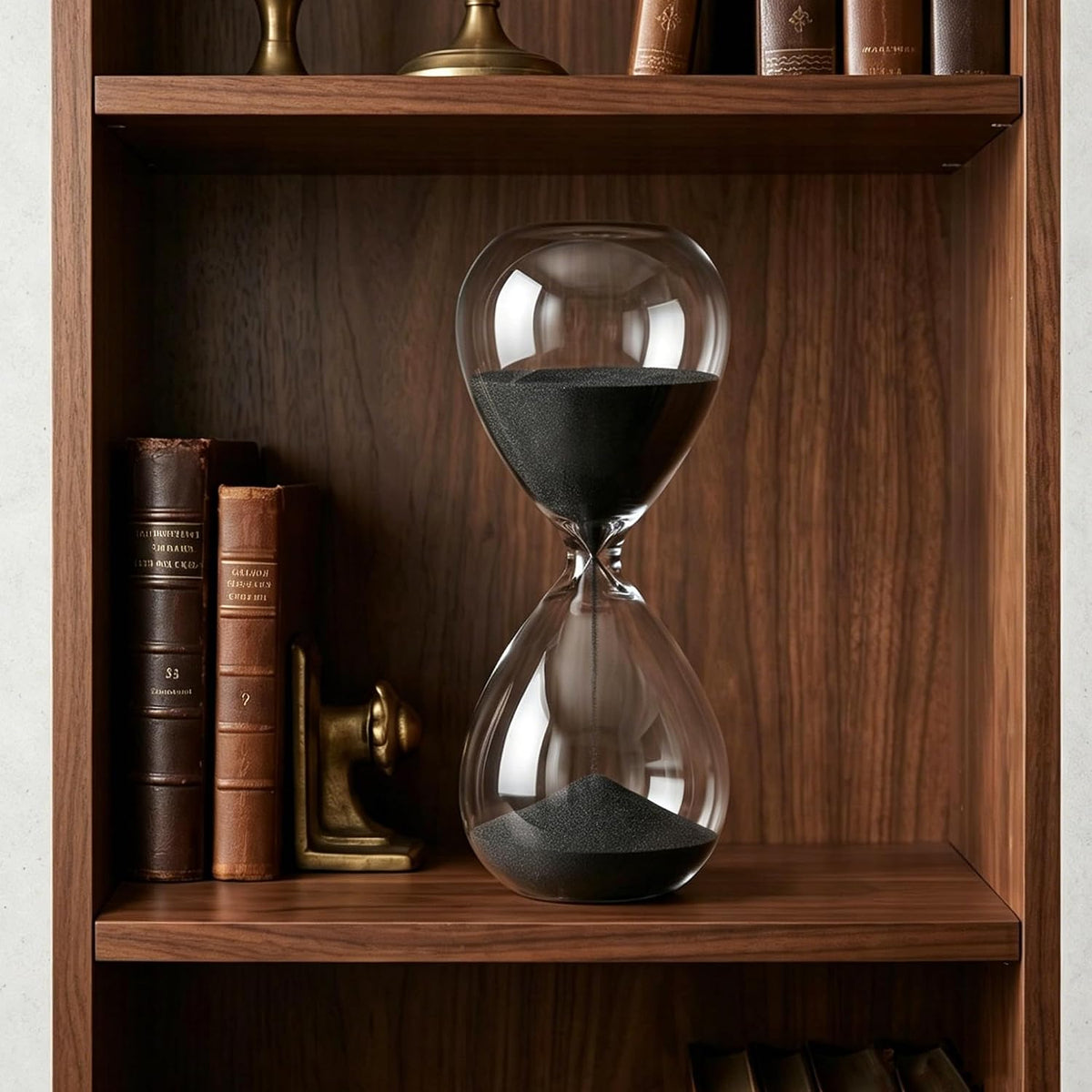 Hourglass, HoveBeaty Black Sand Timer, 15 Minute Hand-Blown Glass