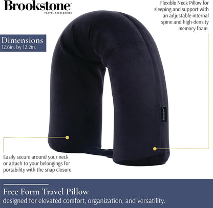 Brookstone Free Form Travel Pillow Lightweight Flexible Memory Foam Pillow