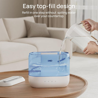 Dreo Humidifiers for Bedroom, 4L Top Fill for Large Room, 36H Runtime, 28 dB Quiet Supersized Cool Mist Air Humidifier for Baby Nursery, Plants, Indoor, Night Light, Easy to Clean & Fill, Black