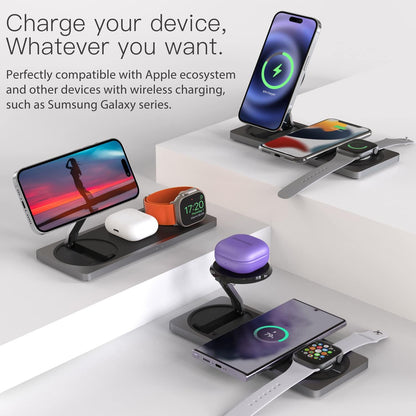 PETINO 3 in 1 Wireless Charging Station for Apple Devices with MagSafe