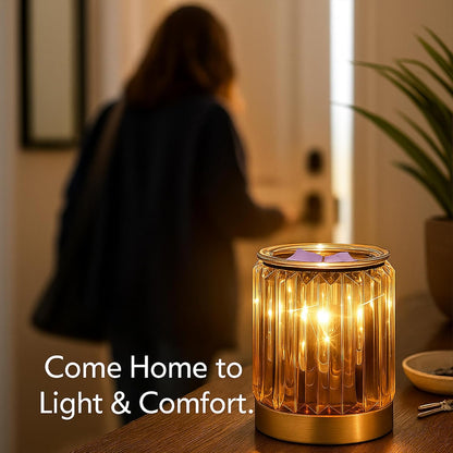 Melting Heater Electric Burning Wax Burner Electric Essential Oil Warmer Incense Wax Melt Warmer Night Light Aroma Decorative Lamp for Gifts & Decor(Golden)