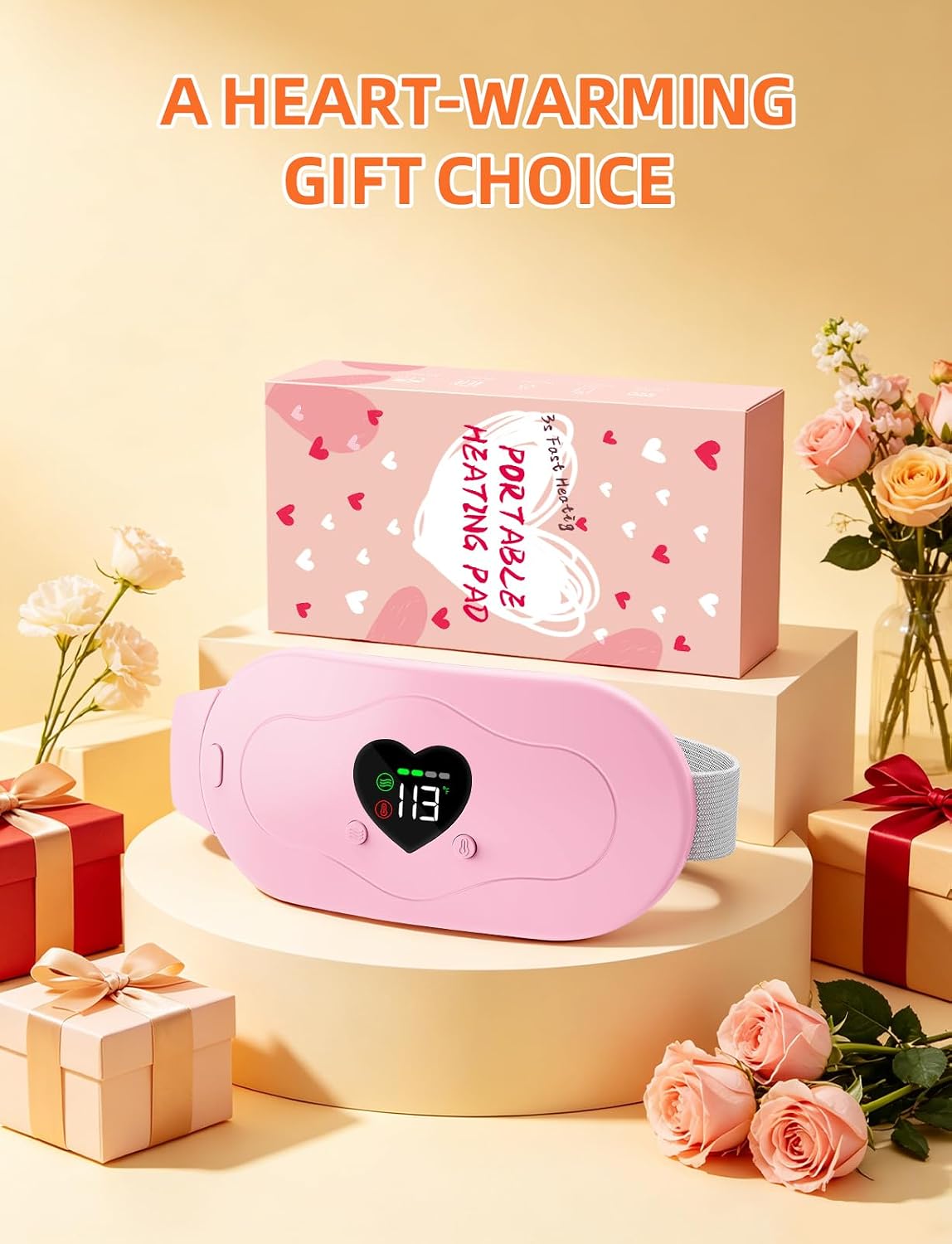 Glyduny Portable Heart Heating Pads, Electric Cordless Heat Pad