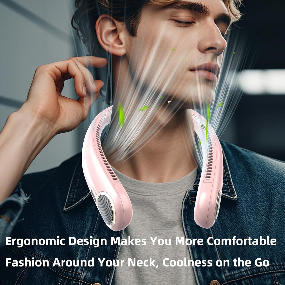 Portable Neck Fan, Personal Wearable Bladeless Fan, 6000mAh USB Rechargeable, 360° Airflow, LED Display, 4-Speeds, Hands Free Fan for Outdoor Indoor, Birthday Gifts for Men Women Dad Mom (Black)