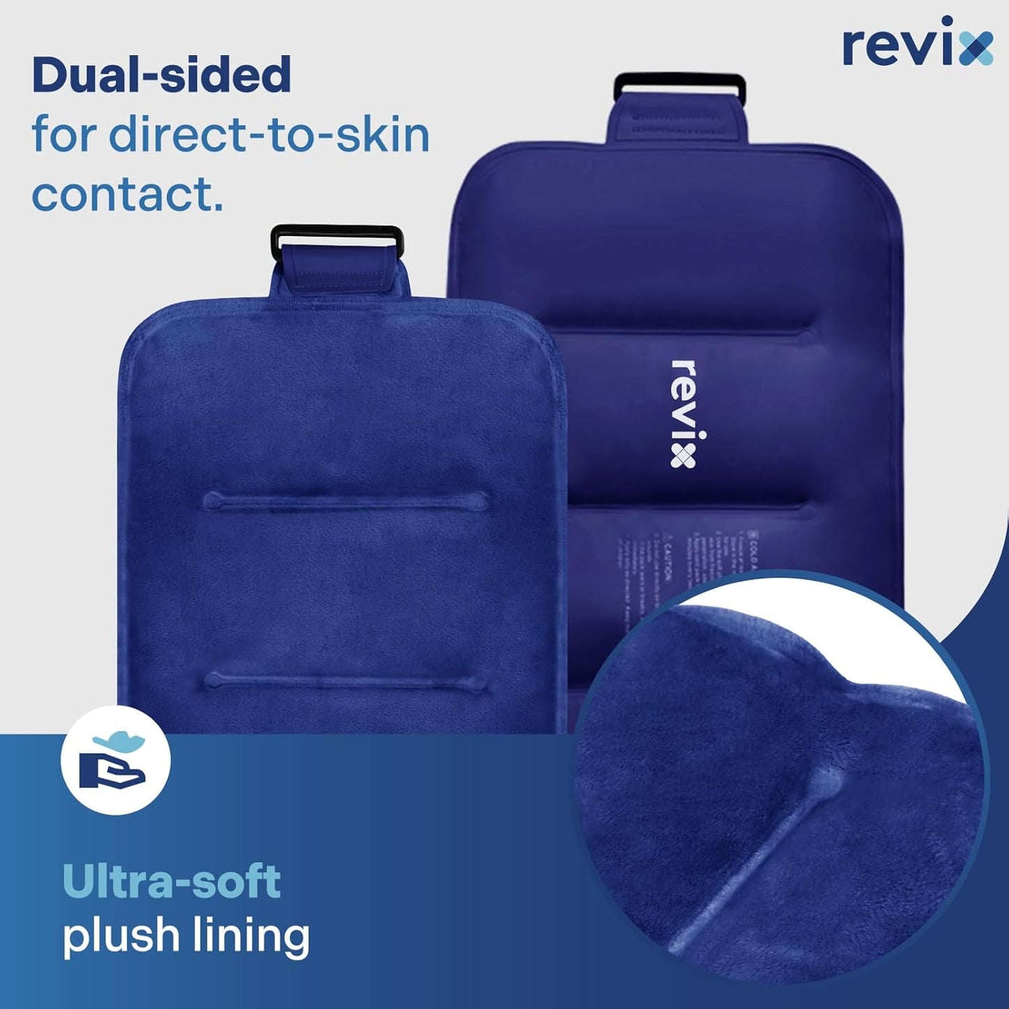 REVIX Ice Pack for Injuries Reusable Gel for Lower Back, Cold Packs for Back Shoulder, Elbow, Hip, Leg, Wrap Around Entire Knee, Soft Cold Compress,16 × 9" Navy