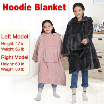 Waitu Wearable Blanket Sweatshirt Gifts for Women and Men, Warm and Cozy Giant Blanket Hoodie, Thick Flannel Blanket with Sleeves and Giant Pocket - Dark Gray