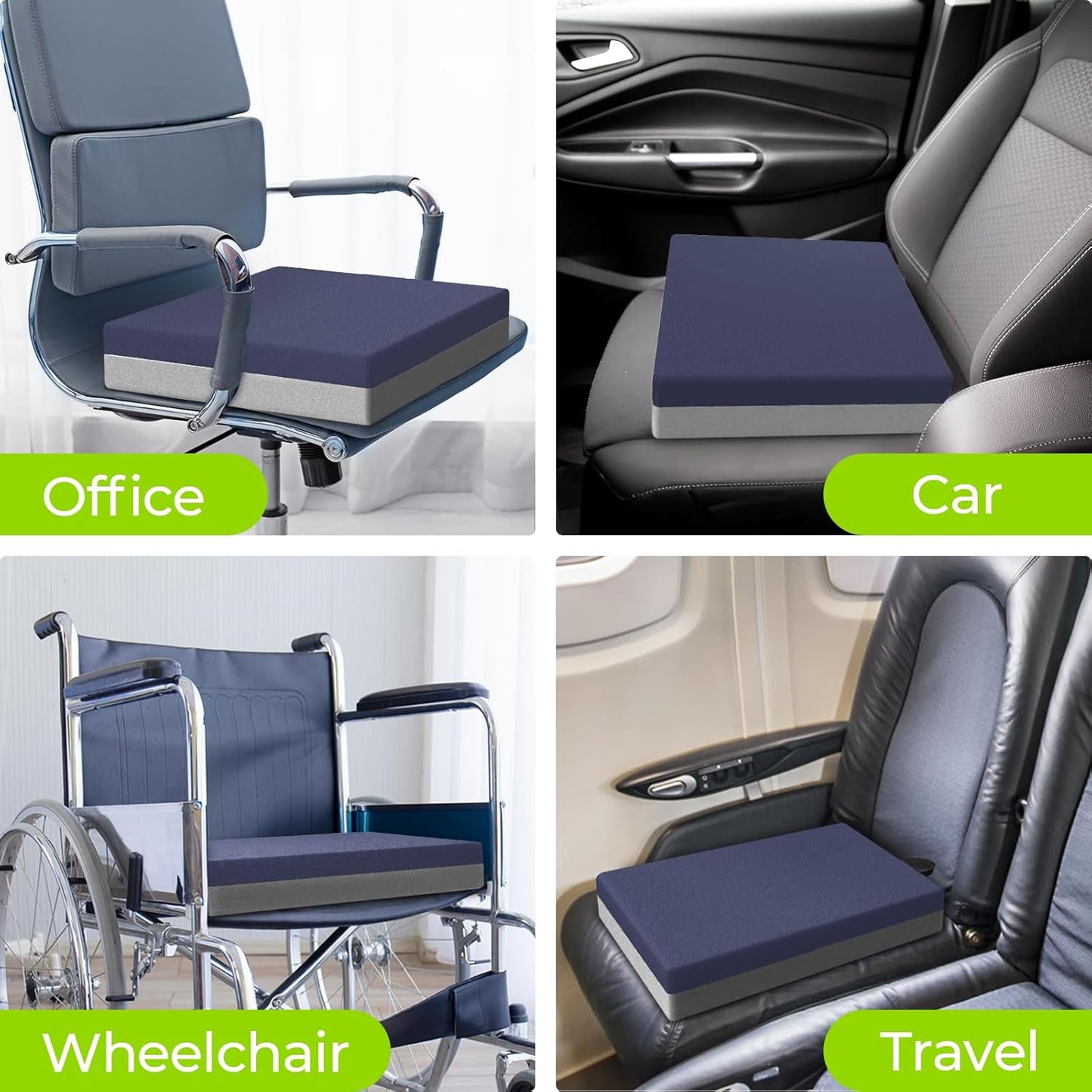 AUVON Ventilation Seat Cushion with Innovation Heat Dissipation Design, Wheelchair Cushion with Supportive Memory Foam, Waterproof & Anti-Slip Cover, Improve Lower Back & Tailbone Comfort