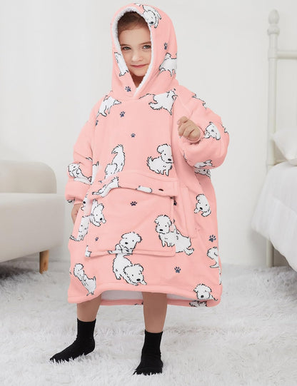 KFUBUO Wearable Blanket Hoodie for Adults Sherpa All Patterns Cat Oversized Sweatshirt Blanket with Pockets for Women
