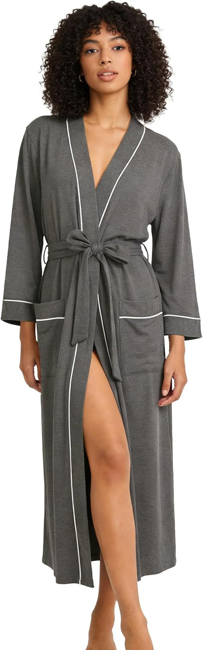 HEARTNICE Womens Cotton Robe, Soft Lightweight Long Knit Bathrobe