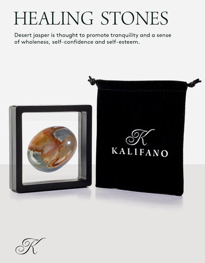 KALIFANO Palm Stone with Healing & Calming Effects - AAA+ Grade High Energy Worry Stone with Information Card - Reiki Crystal Used for Courage (Family Owned and Operated)