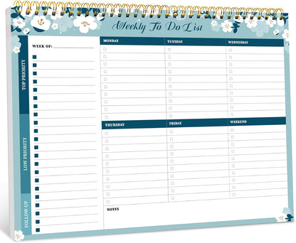 Taja Weekly To Do List Notepad with 52 Undated Sheets（8.5"×11"）- Weekly Desk Planner for Women & Man, Work and Home -1 Pack Violet Dream